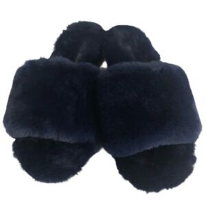 Aerosoles Jocelyn Navy Blue Fuzzy Mules
